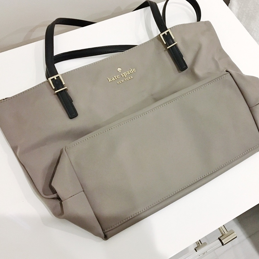 Kate Spade Gray Black Large Zipped Tote Bag